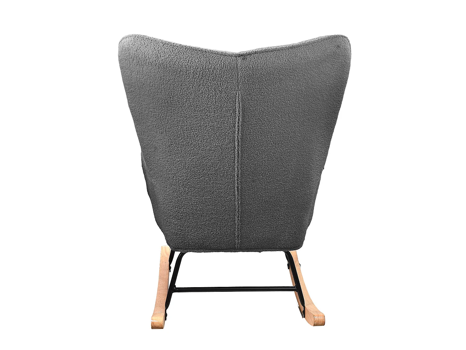 Fauteuil à bascule, rocking chair en velours, Scandinave, pied en bois massif, gris