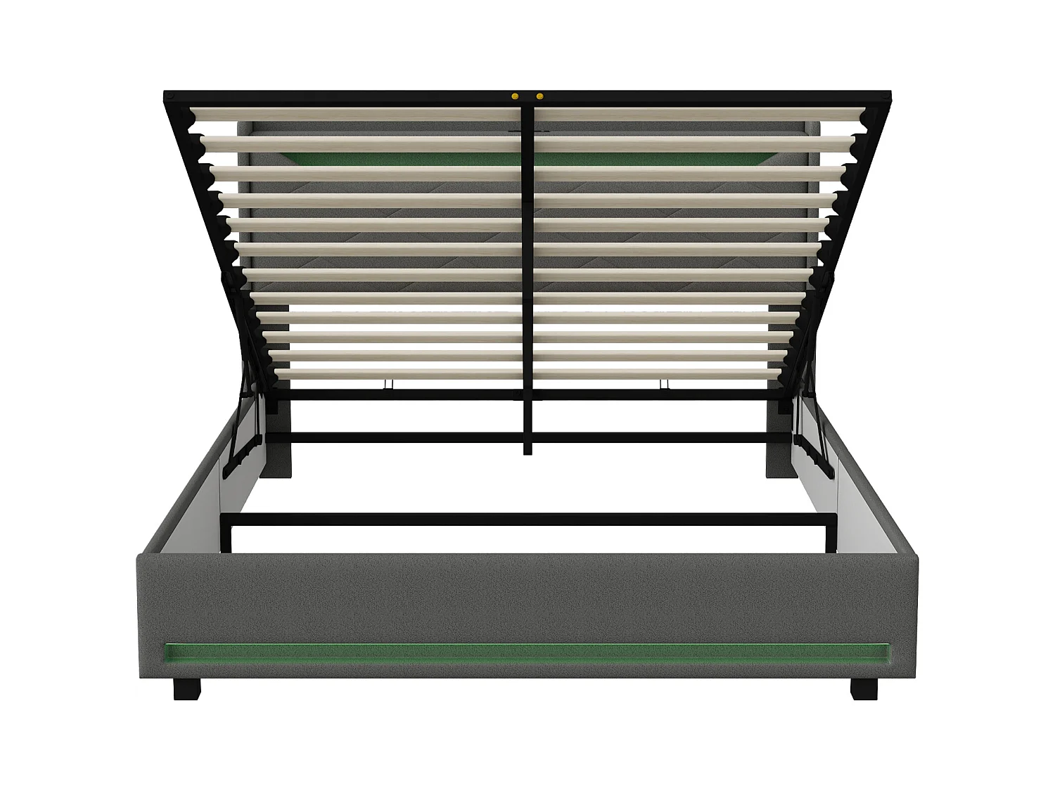 Lit coffre 140x190 avec LED - lit 140x190 avec port USB et Type C - cadre de lit adulte 140x190 cm avec sommier à lattes - tissu en lin - gris