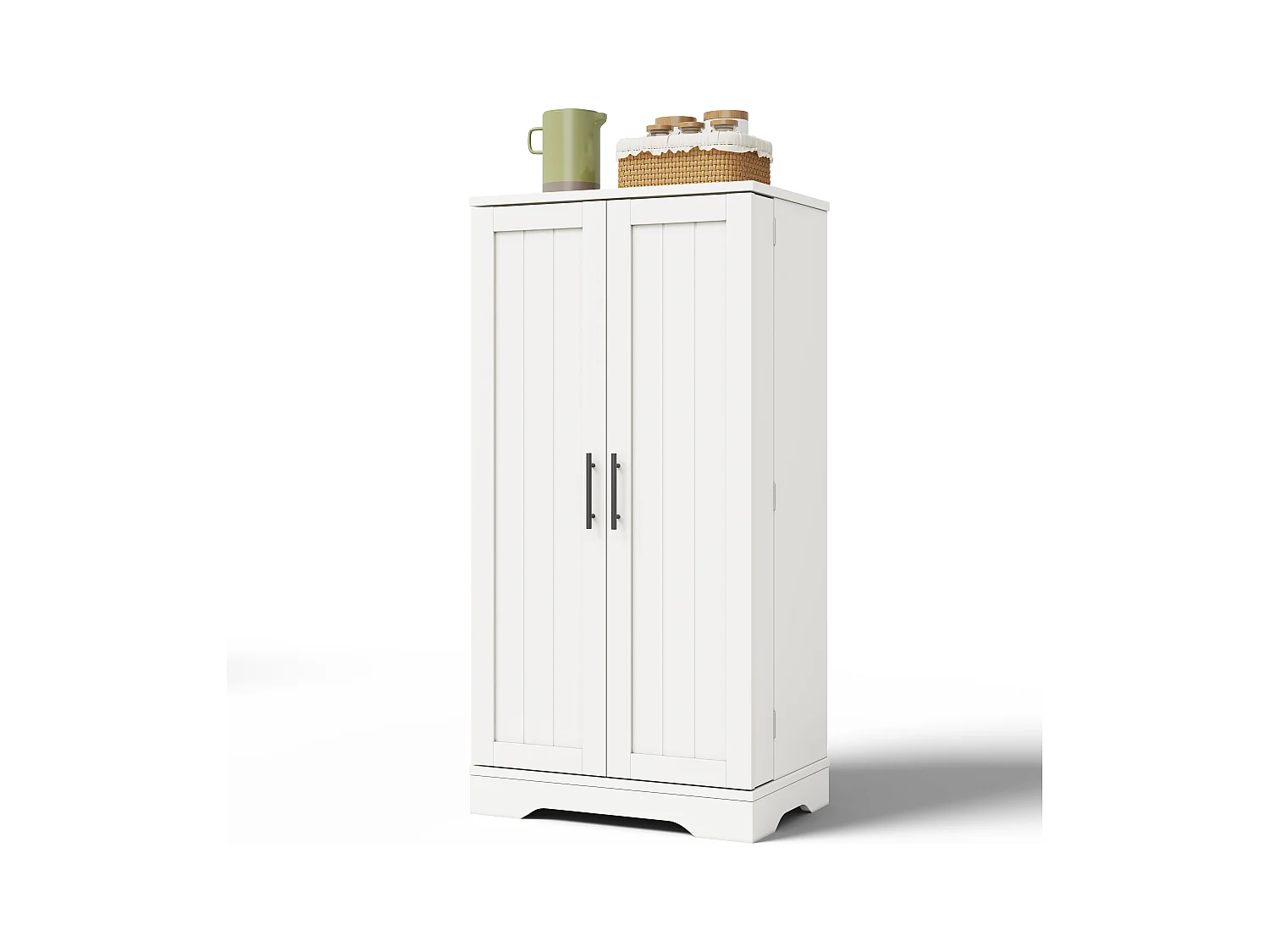 Buffet de cuisine 60x40x120cm - avec capteur de lumière LED - avec 2 portes - avec étagères - Blanc