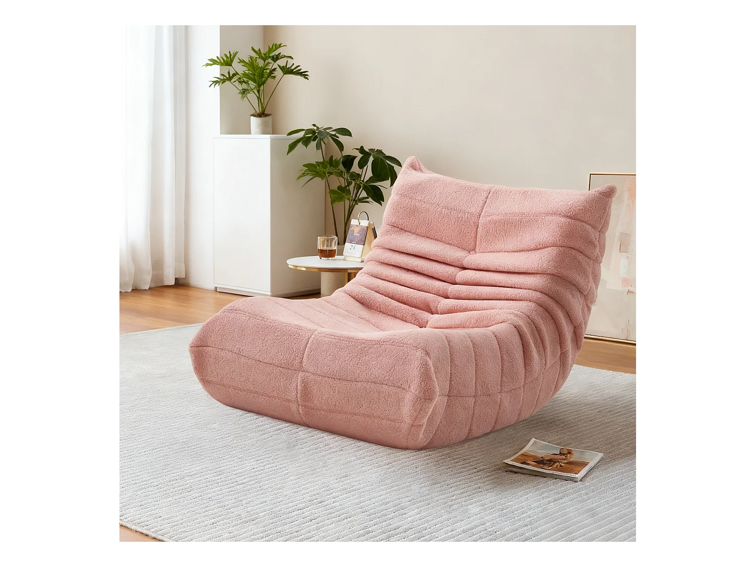 fauteuil à paresseuse, canape paresseux en velours, Scandinave, rose