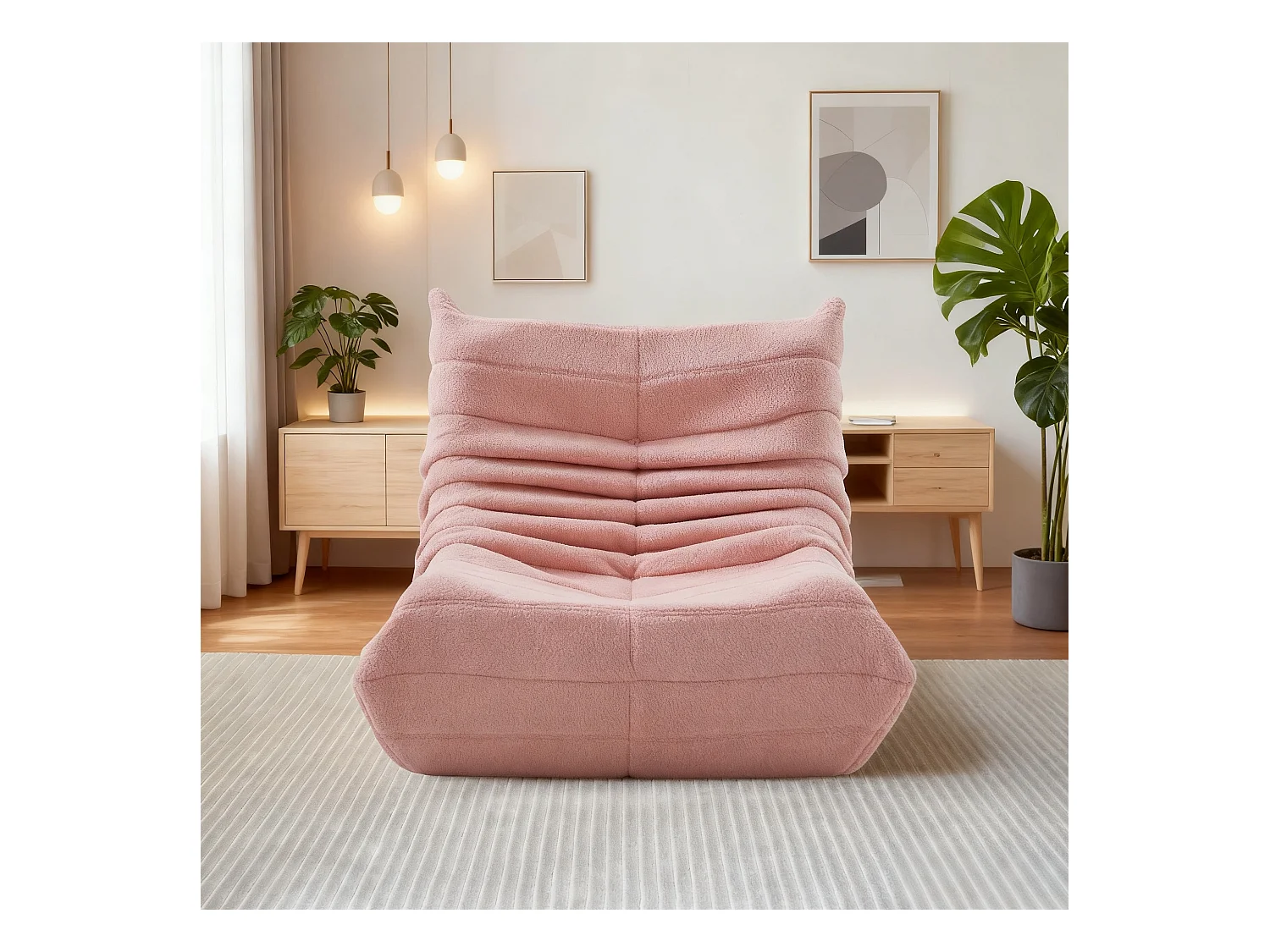 fauteuil à paresseuse, canape paresseux en velours, Scandinave, rose