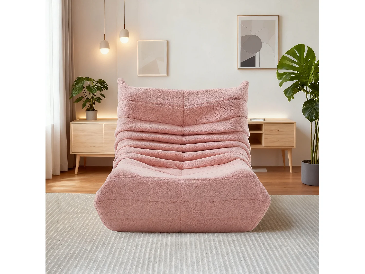 Fauteuil paresseux, canapé paresseux en velours, Scandinave, rose