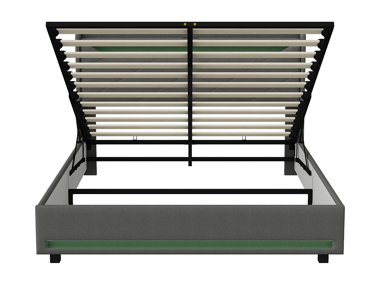 Lit 140x200 cm avec LED et USB - lit adulte 140x200 cm avec coffre - cadre de lit double 140x200 cm avec sommier à lattes - tissu en lin - gris