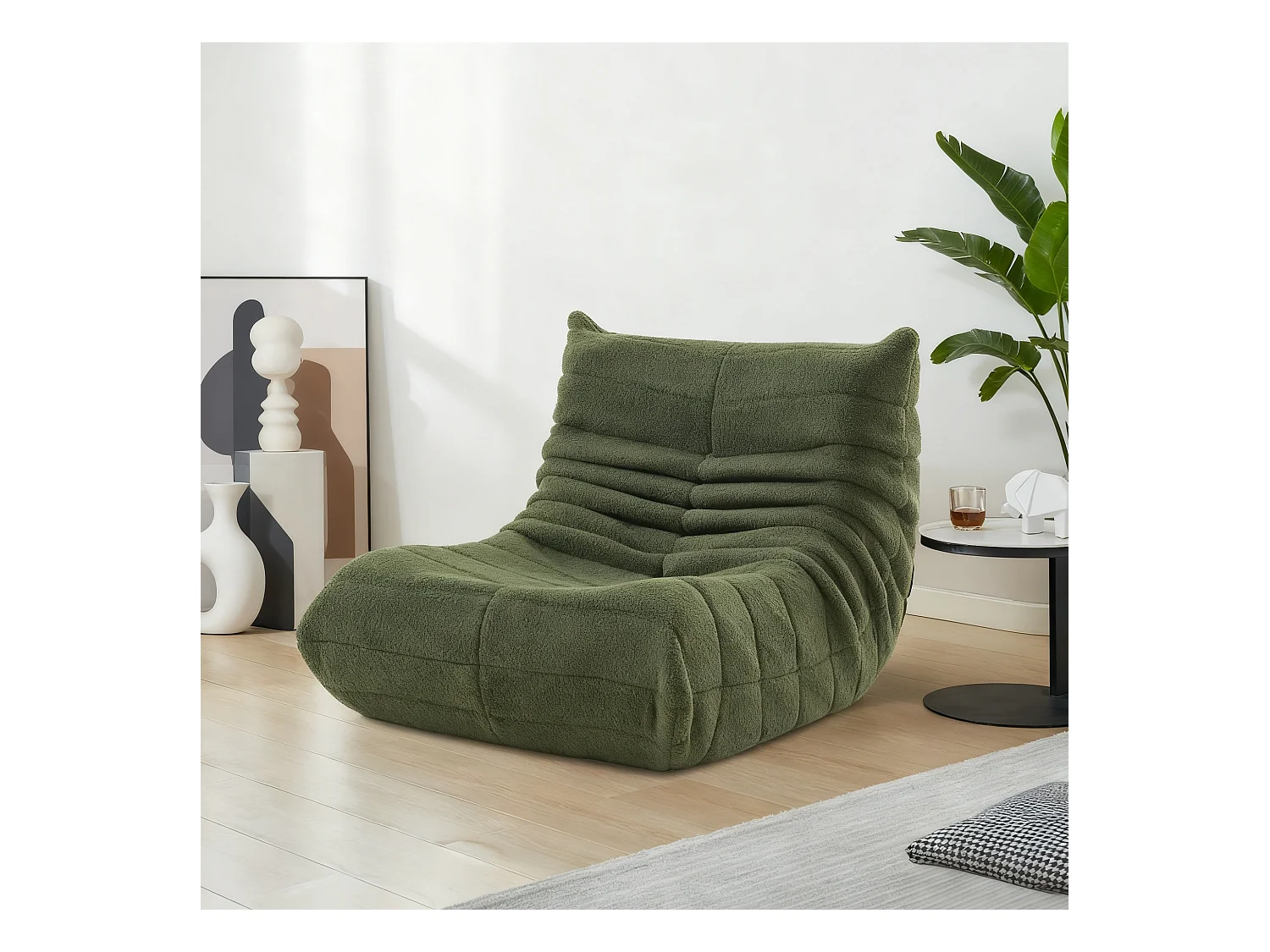 fauteuil à paresseuse, canape paresseux en velours, Scandinave, vert