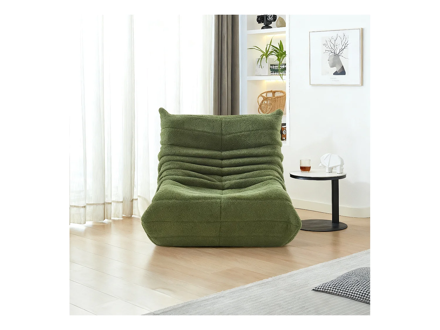 fauteuil à paresseuse, canape paresseux en velours, Scandinave, vert