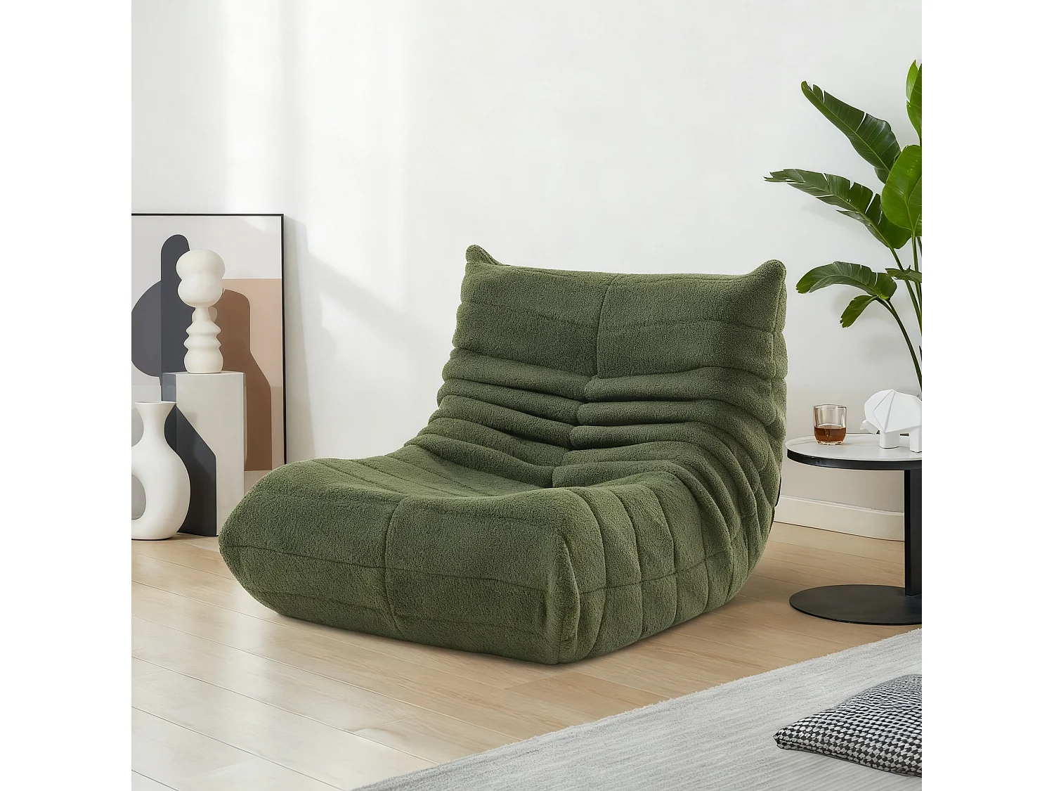 Fauteuil paresseux en velours, Scandinave, vert