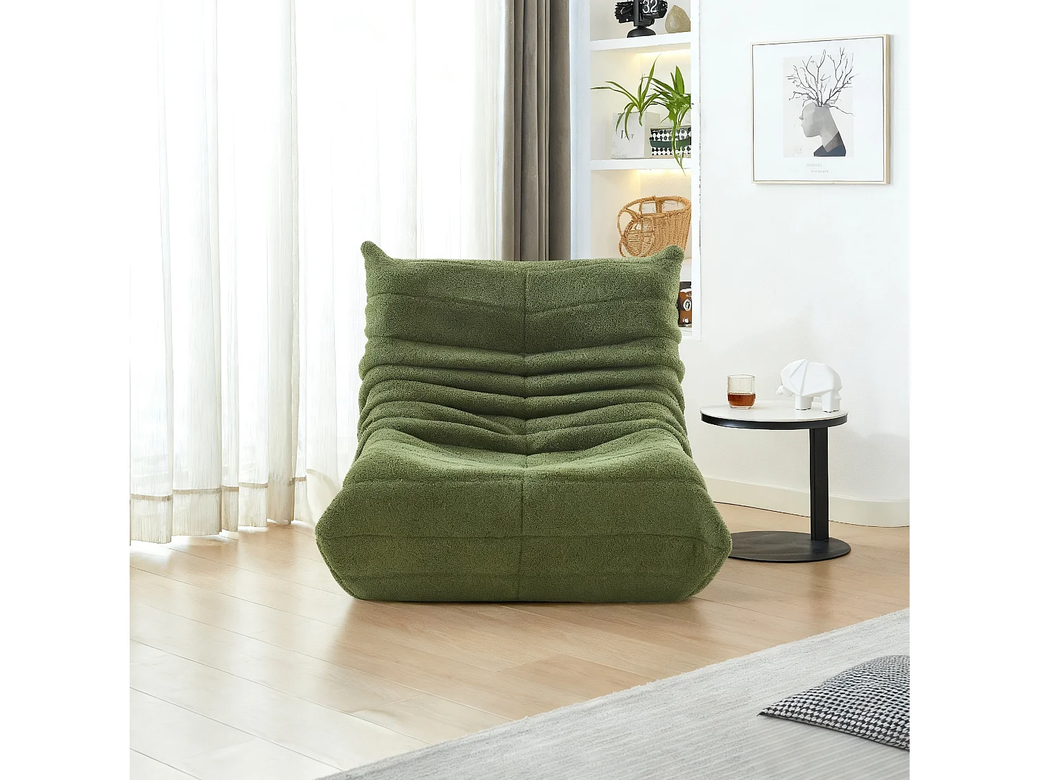 Fauteuil paresseux en velours, Scandinave, vert