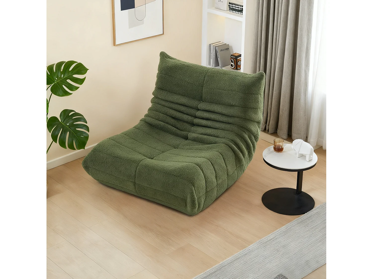 Fauteuil paresseux en velours, Scandinave, vert