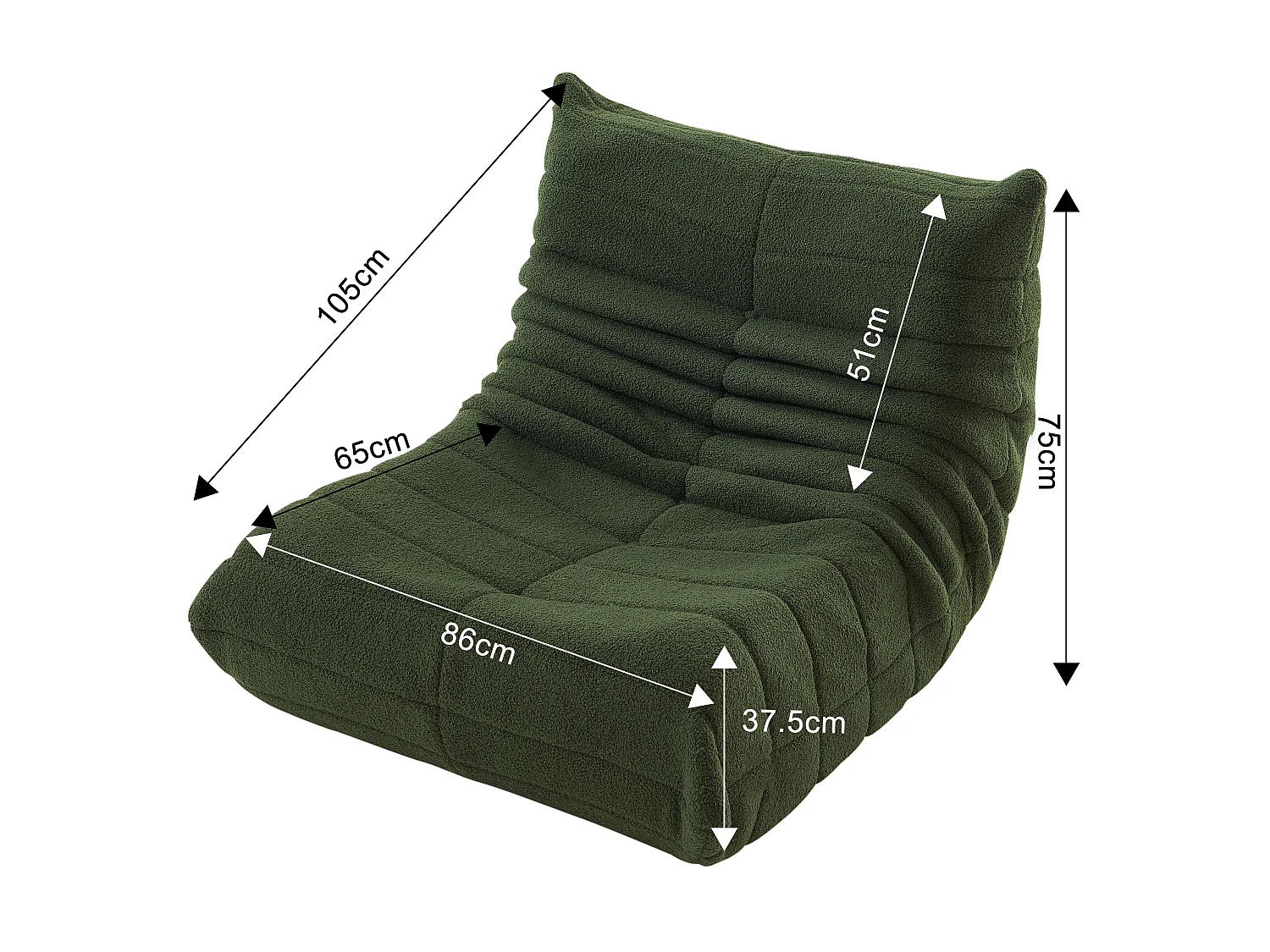Fauteuil paresseux en velours, Scandinave, vert