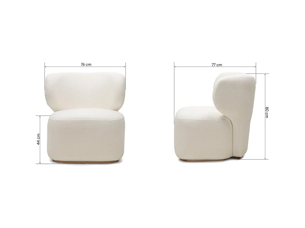 Fauteuil rembourré 80x76x77 cm blanc morela