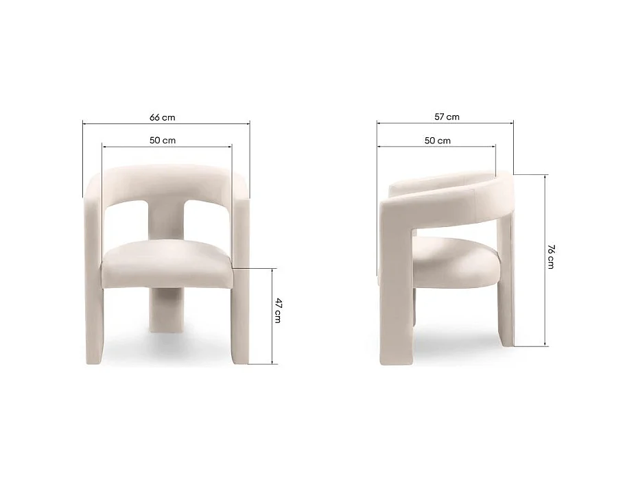 Fauteuil lounge 66x57x76 cm Velours Lauren beige clair