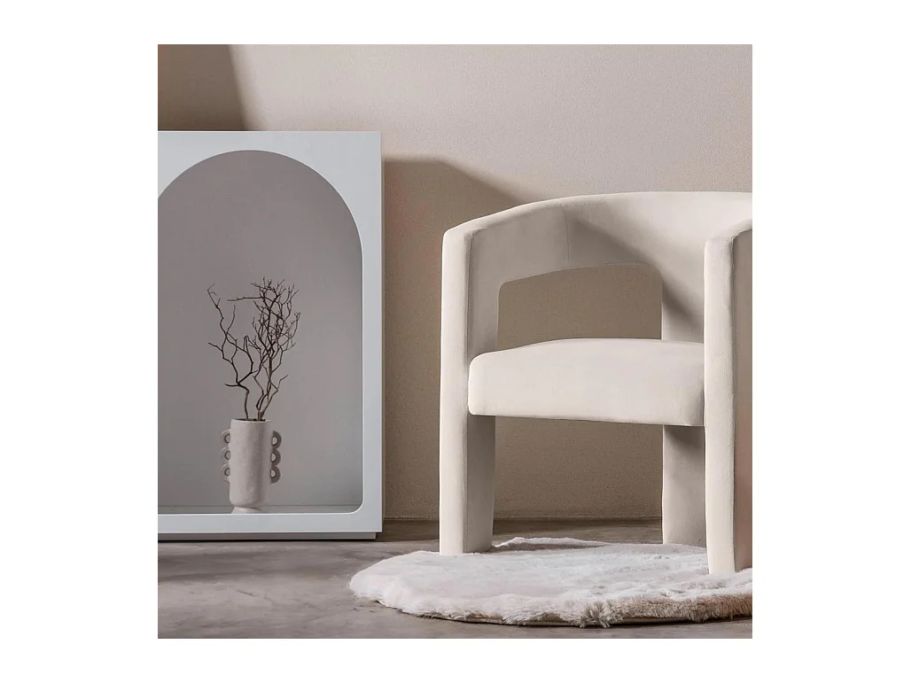 Fauteuil lounge 66x57x76 cm Velours Lauren beige clair