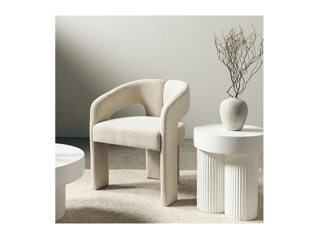 Fauteuil rembourré 62x56x77 cm beige Joel