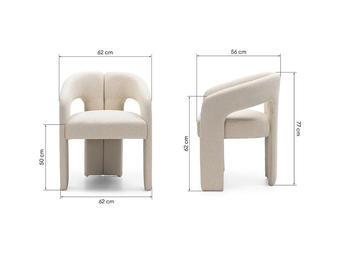 Fauteuil rembourré 62x56x77 cm beige Joel