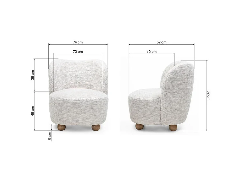 Fauteuil lounge 74x82x82 cm Beige Imami