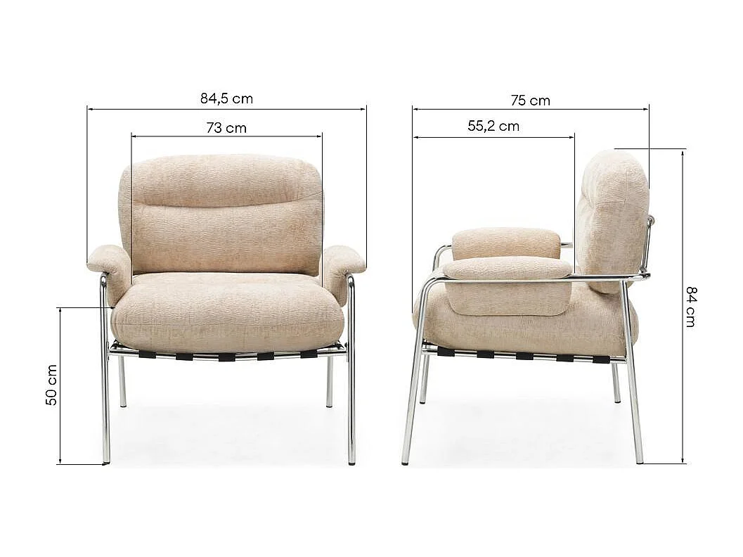 Loungesessel 84x84,5x75 cm beige Moya