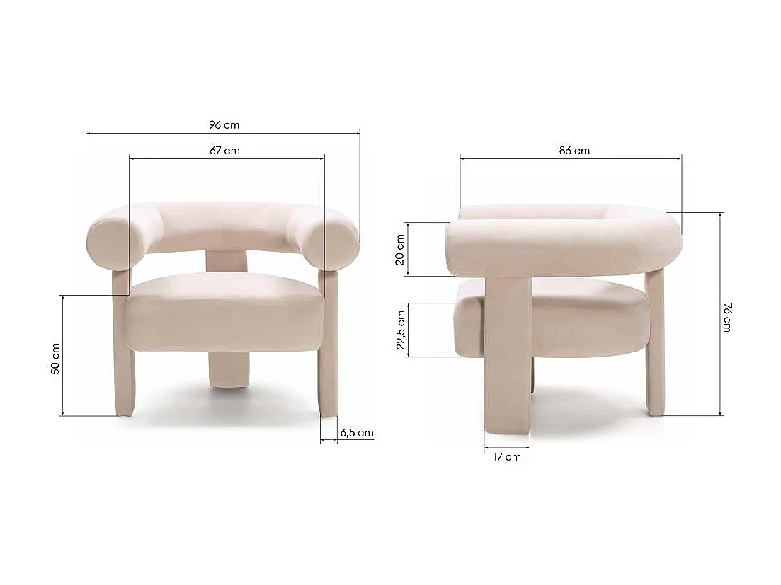 Sillón lounge 76x96x86 cm beige Atypique
