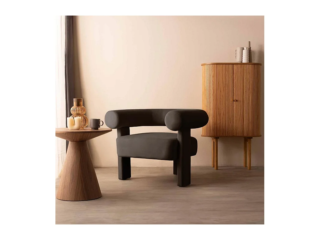 Fauteuil Lounge 96x86x76 cm Marron Clair Atypique