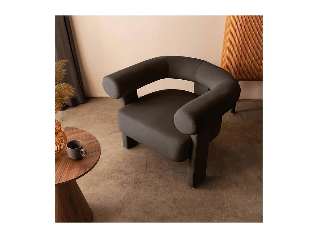 Fauteuil Lounge 96x86x76 cm Marron Clair Atypique