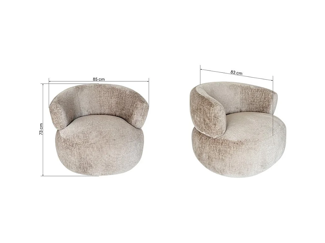 Draaistoel 73x85x83 cm beige Cornel