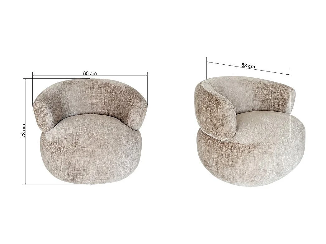 Sedia girevole 73x85x83 cm beige cornel