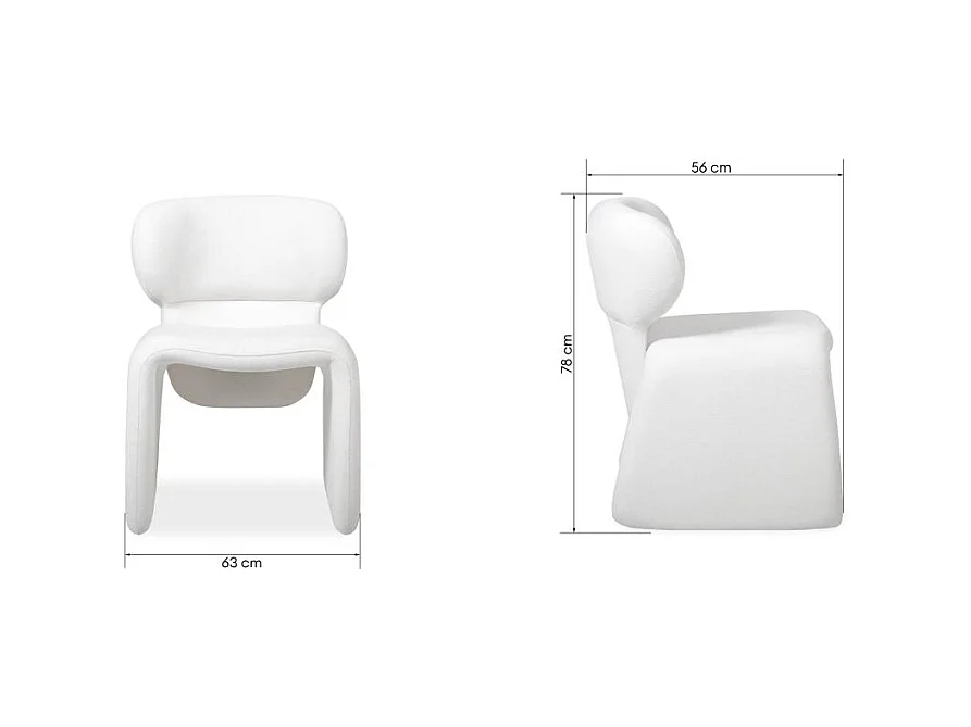 Gestoffeerde stoel 78x63x56 cm wit BIZZA