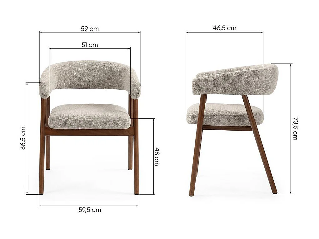 Cadeira estofada 73,5x59x55 cm bege MUE