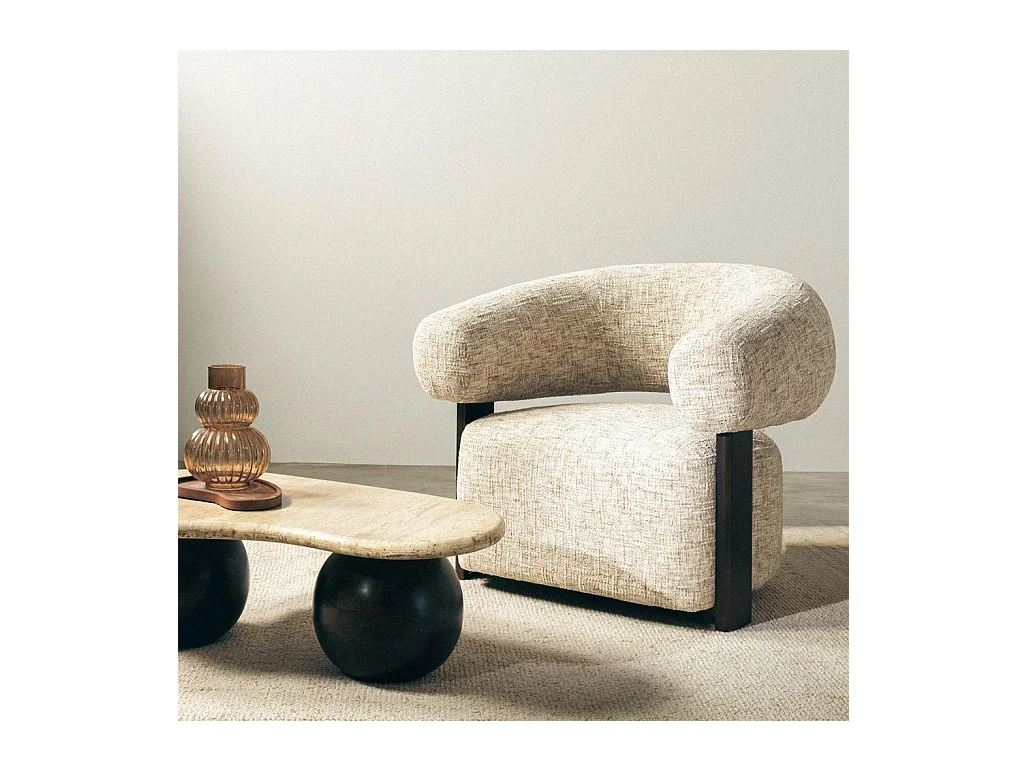 Fauteuil lounge 80x92x80 cm beige Monique
