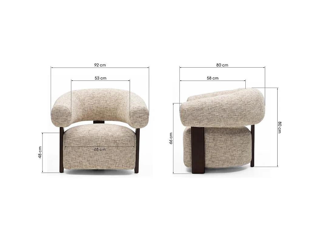 Fauteuil lounge 80x92x80 cm beige Monique