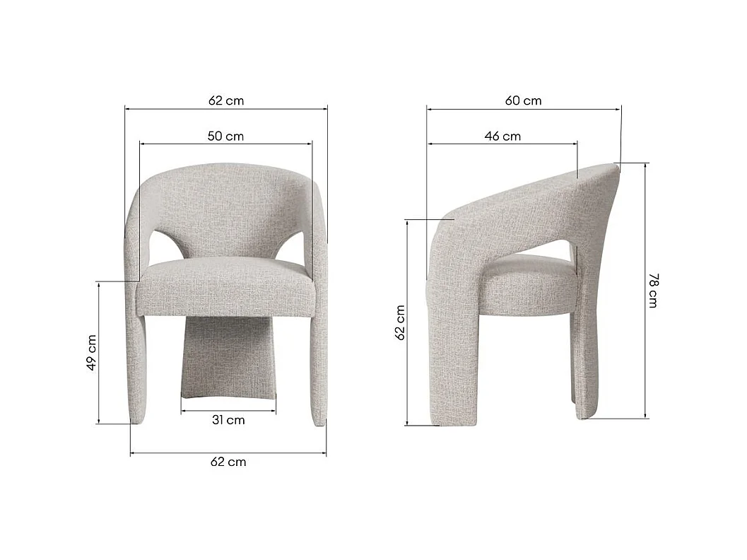 Fauteuil rembourré 78x62x60 cm beige Naurine