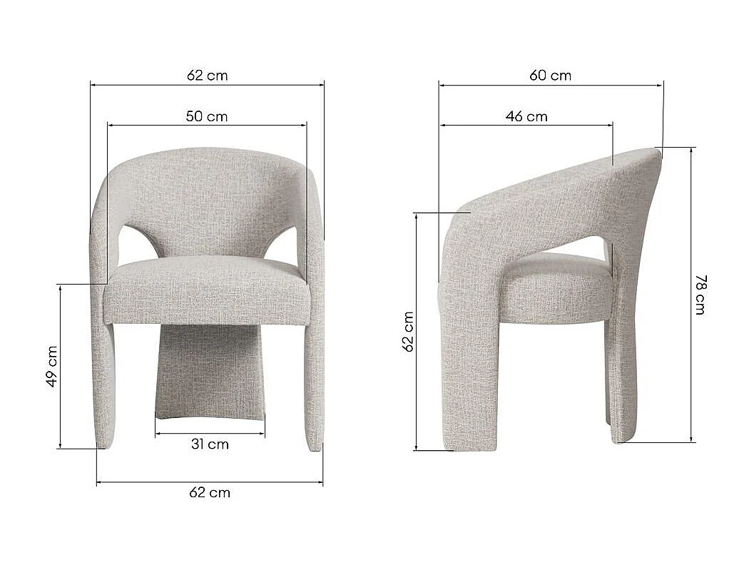 Fauteuil rembourré 78x62x60 cm beige Naurine