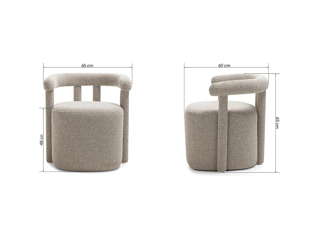 Fauteuil 63x65x60 cm gris Nolan