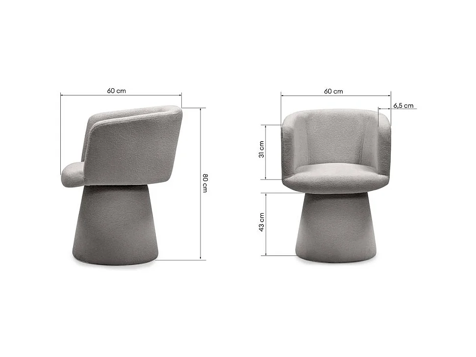 Fauteuil pivotant 60x60x80 cm Gris IMAR