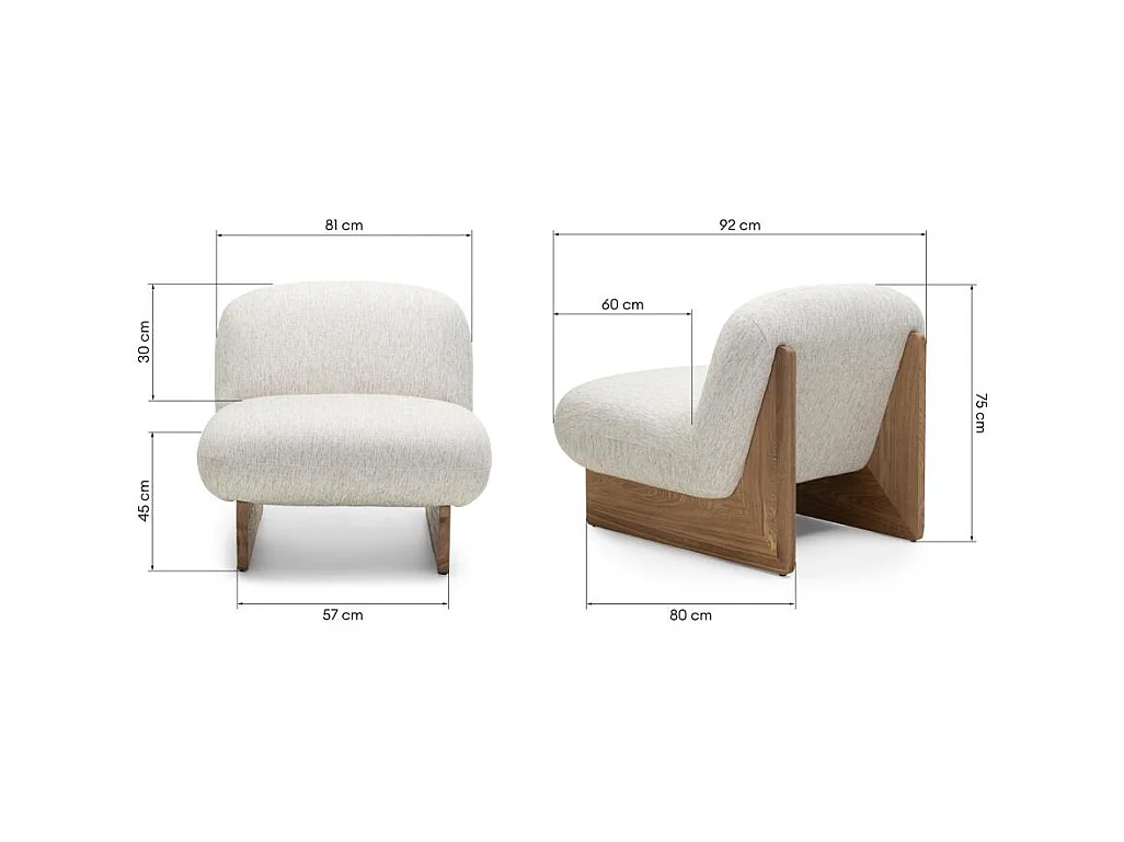 Fauteuil lounge 75x81x92 cm beige Mamet