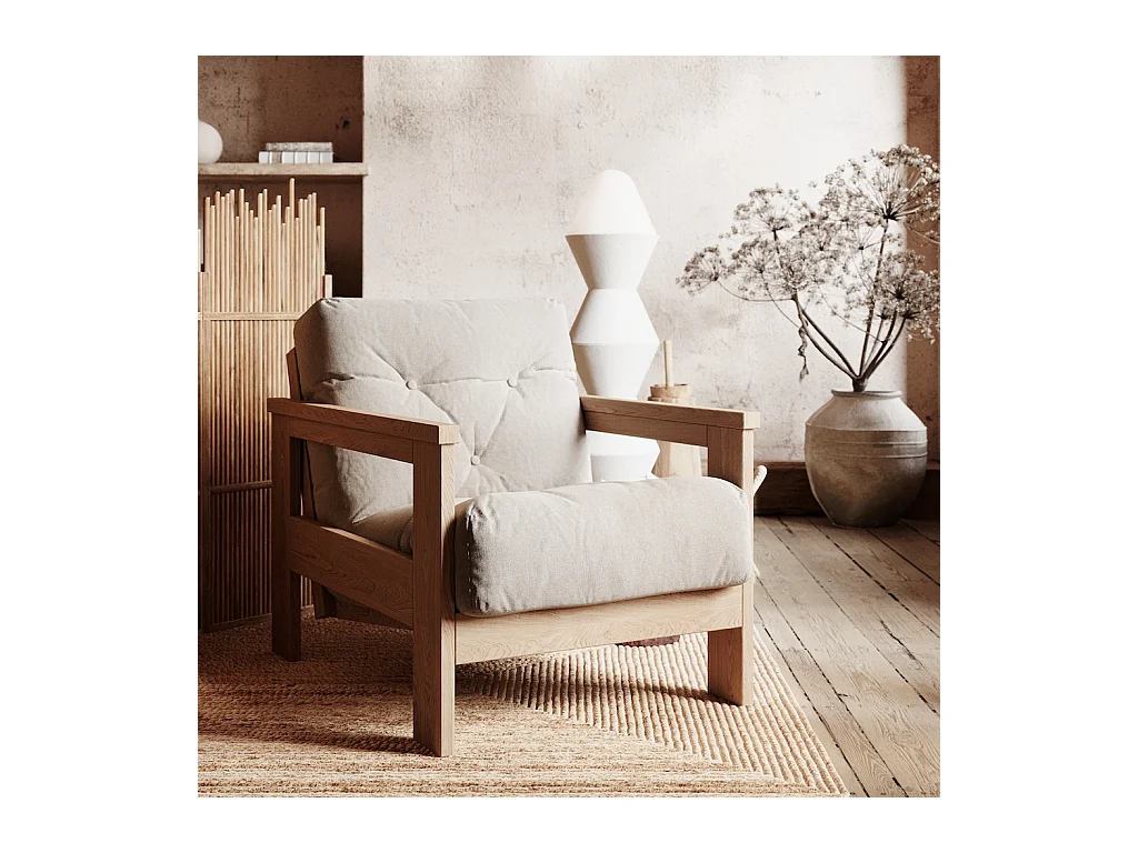 Fauteuil 0,75x1,05x0,83 m Beige Mexique