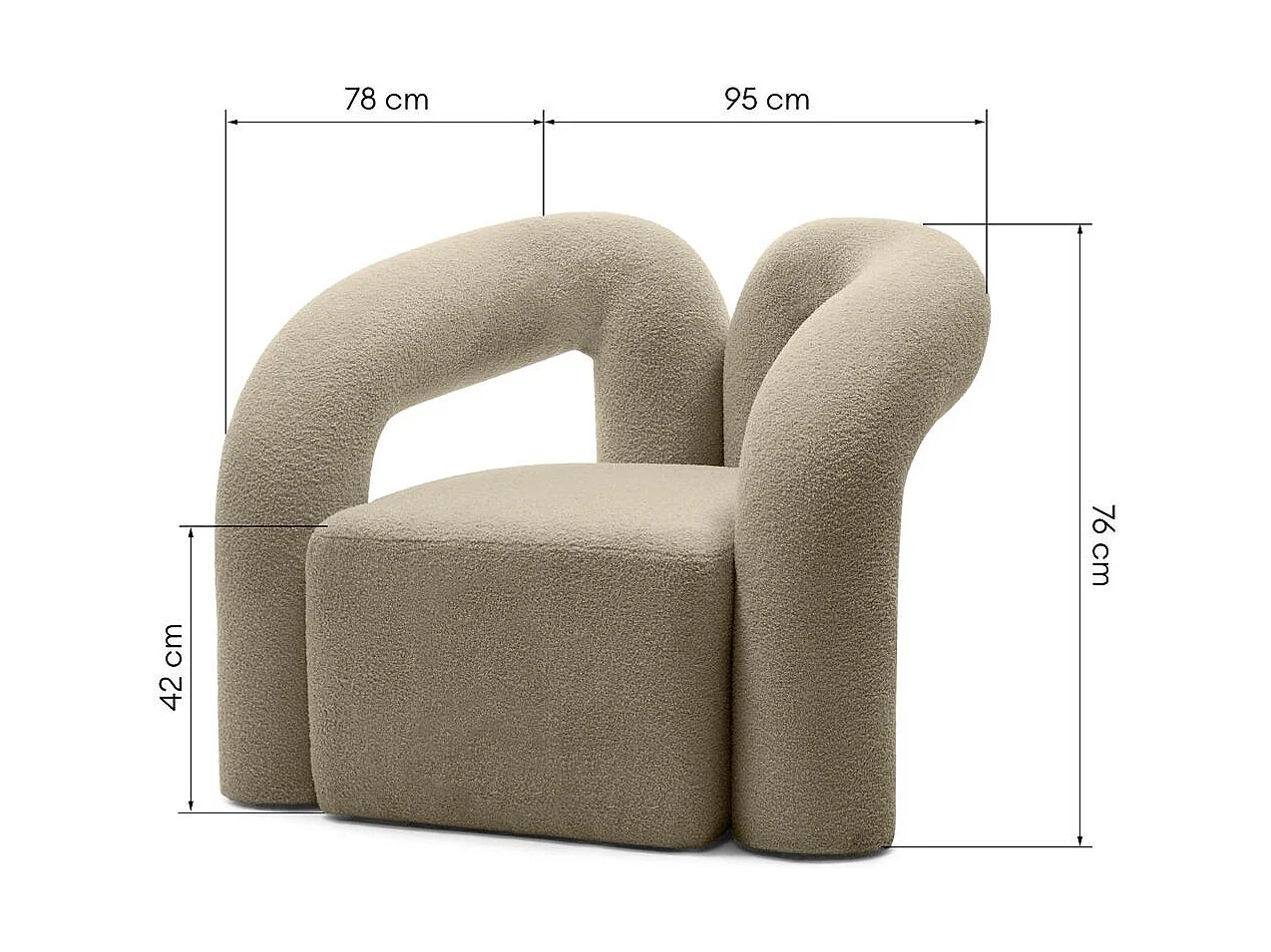 Sessel 76x95x78 cm Braun