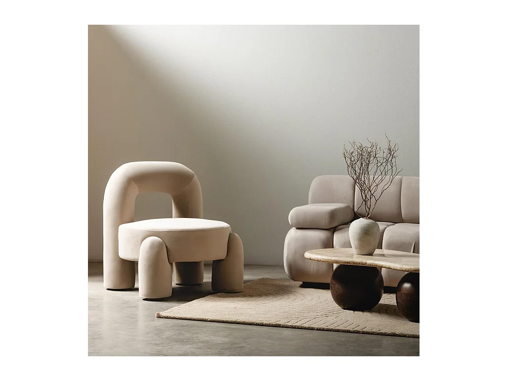 Lounge stoel 74,4x68x80 cm beige Lucca