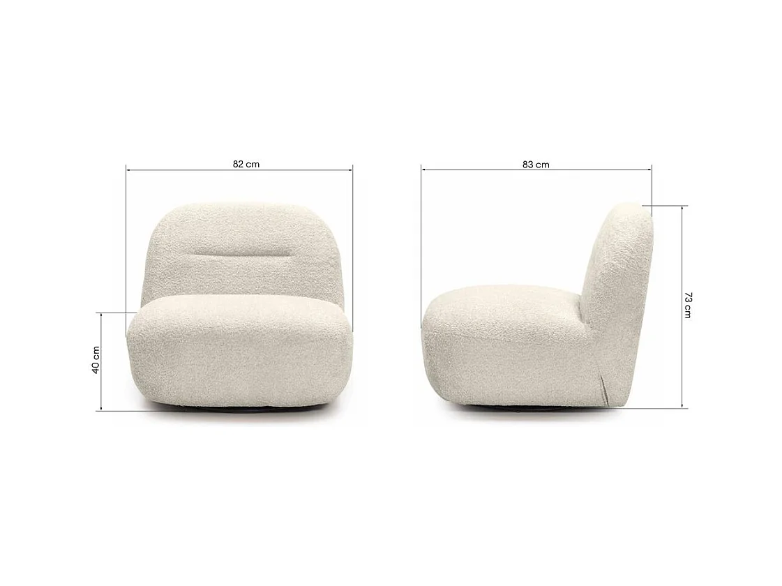 Lounge stoel 82x83x73 cm crème Bochic