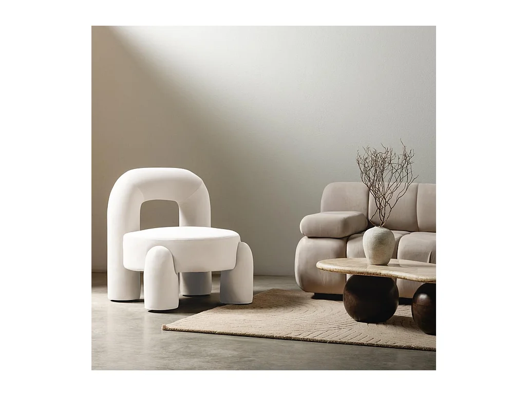 Fauteuil lounge 74,4x68x80 cm crème Lucca
