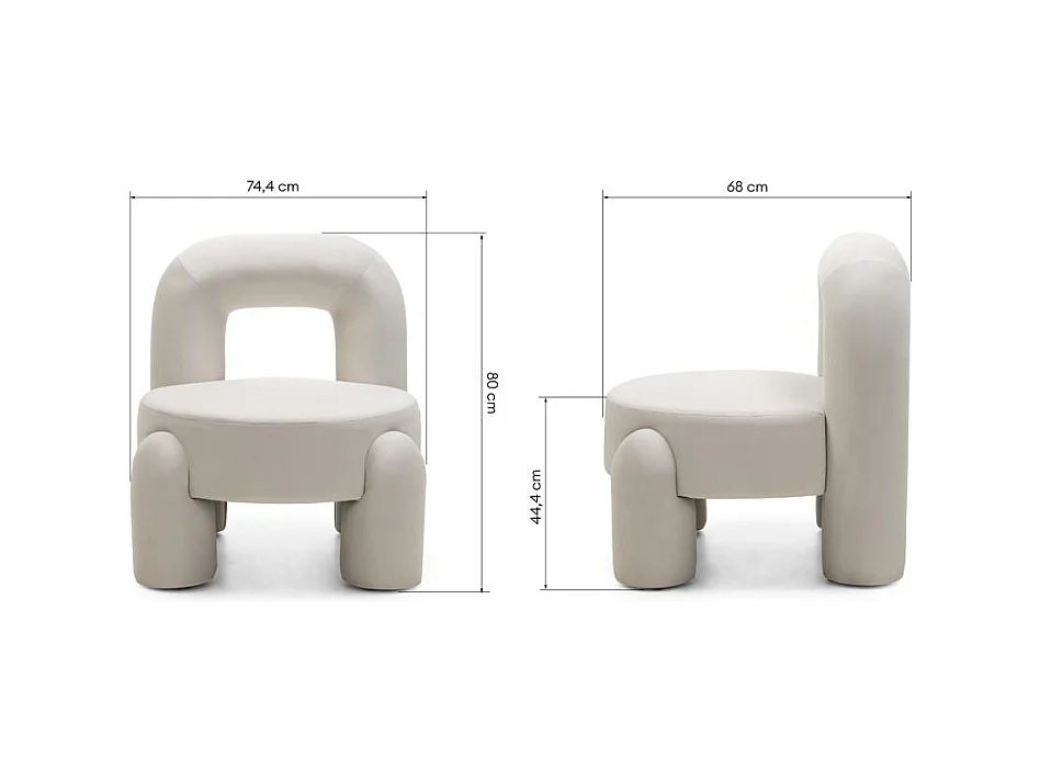 Fauteuil lounge 74,4x68x80 cm crème Lucca