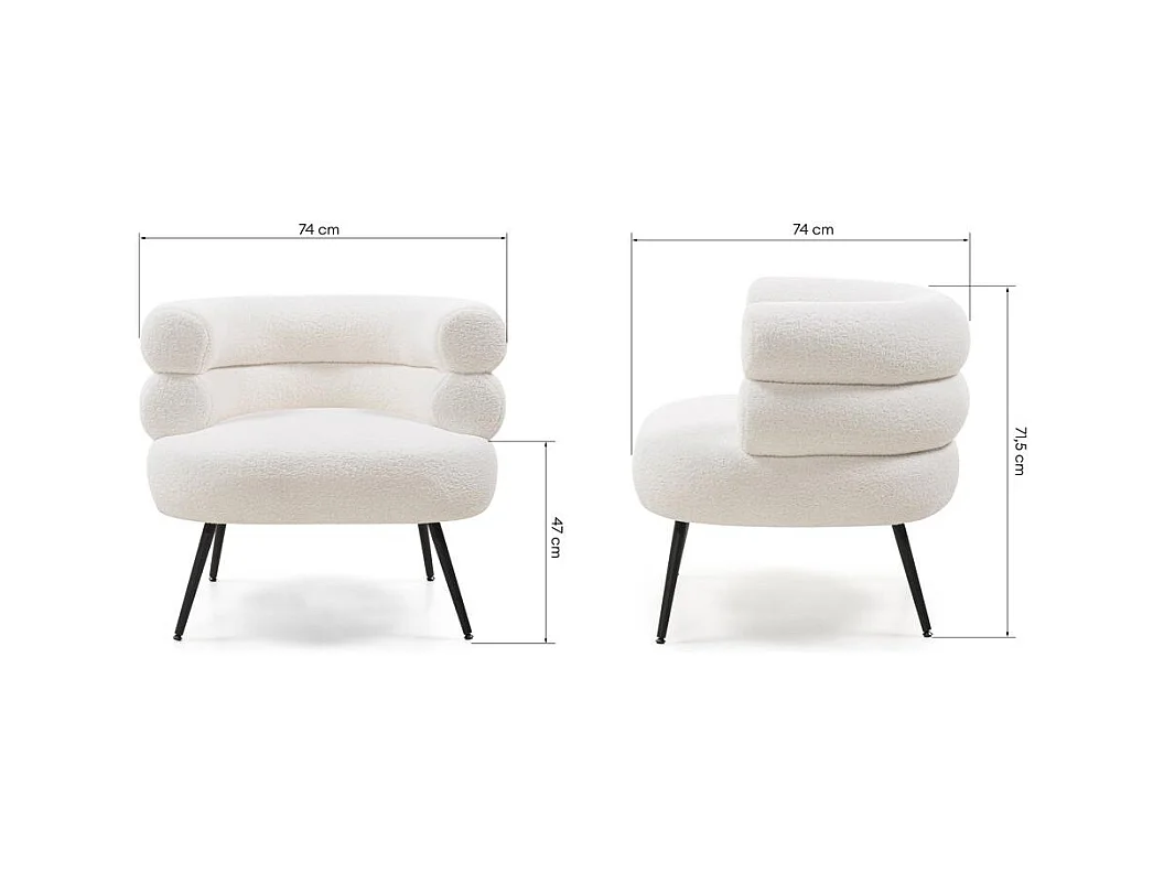 Sessel 74x74x71,5 cm Creme Magnifique