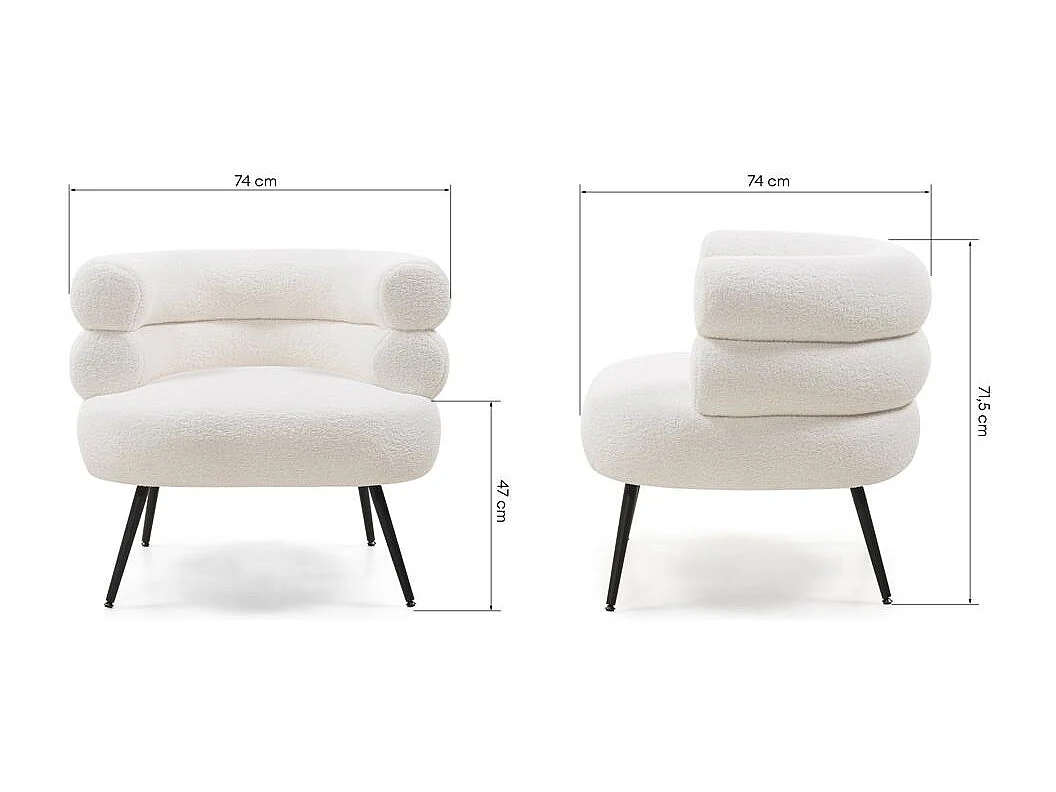 Sessel 74x74x71,5 cm Creme Magnifique