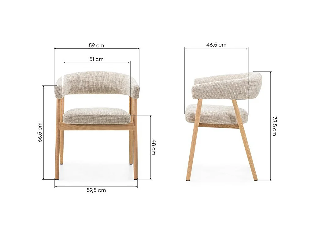 Fauteuil rembourré 59x55x73,5 cm beige MUE