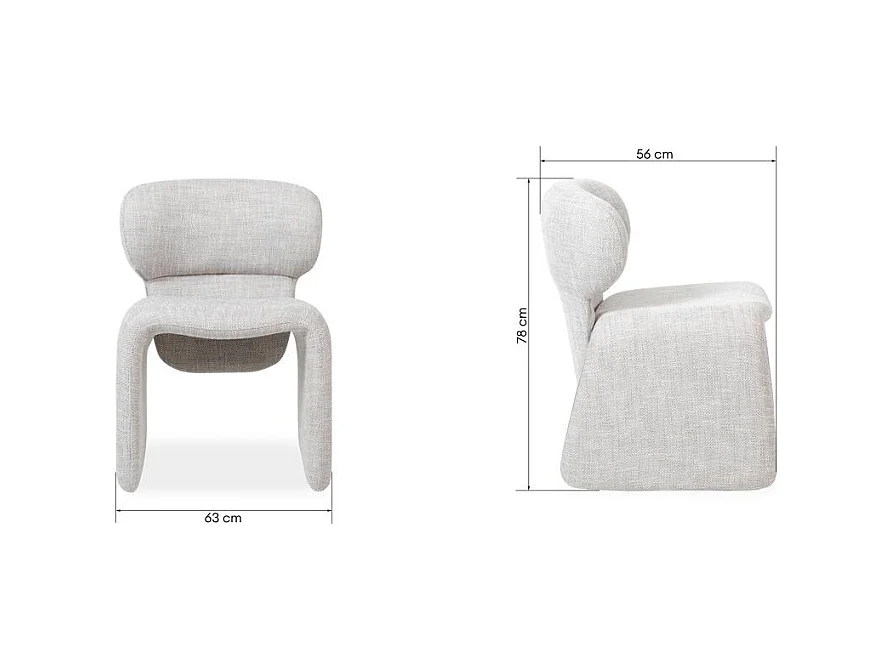 Fauteuil rembourré 63x56x78 cm gris clair BIZZA