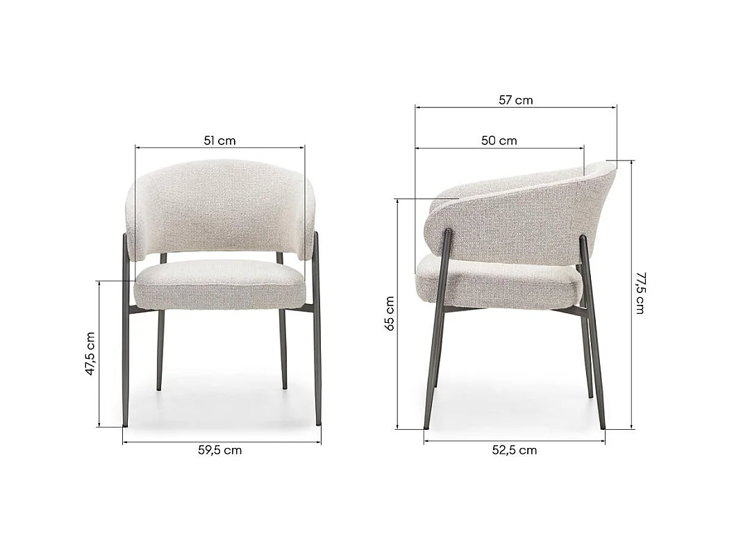 Gestoffeerde stoel 77,5x59,5x57 cm Beige Umbria