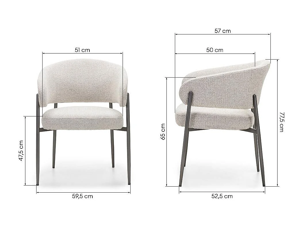 Polsterstuhl 77,5x59,5x57 cm Beige Umbria