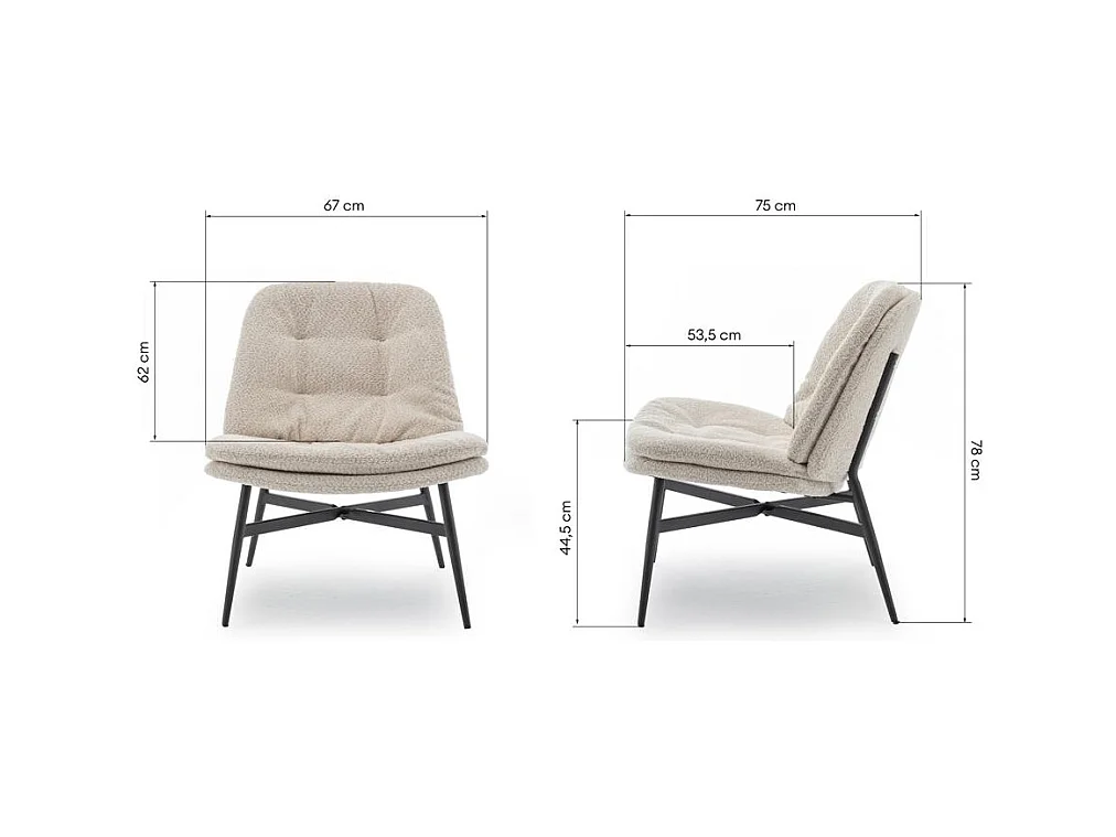 Lounge stoel 67x75x78 cm beige rovero