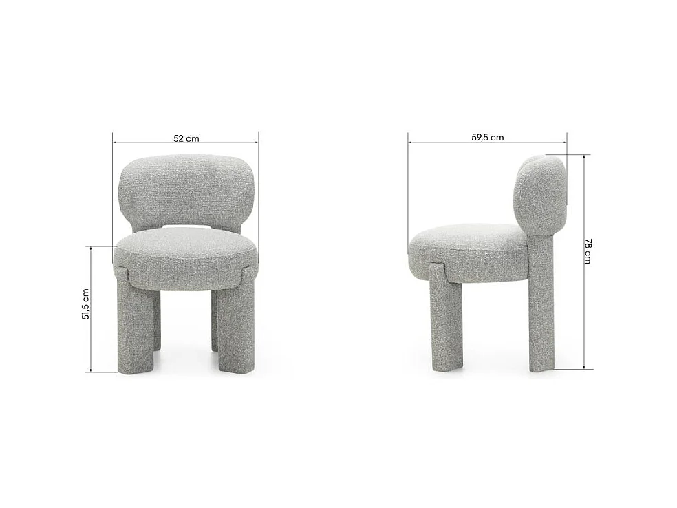 Fauteuil rembourré 60x60x80 cm gris Samma