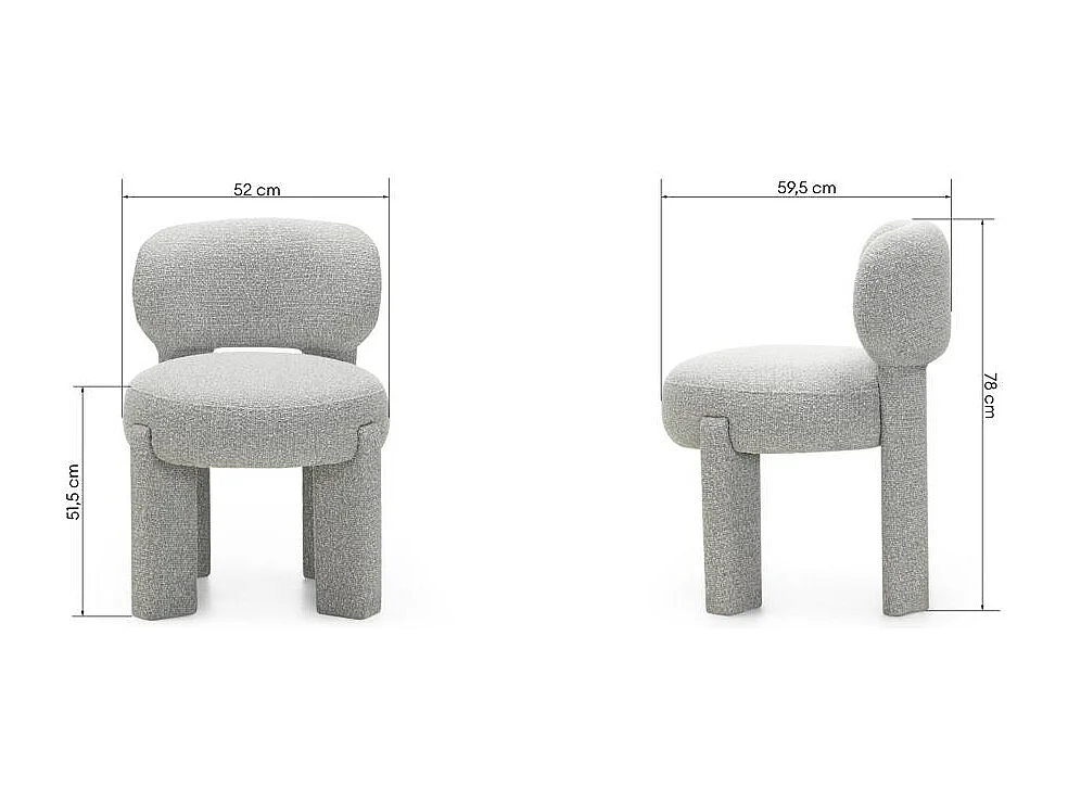 Silla tapizada 60x60x80 cm gris Samma