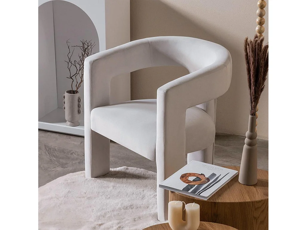 Sillón 66x57x76 cm Beige Claro terciopelo Lauren